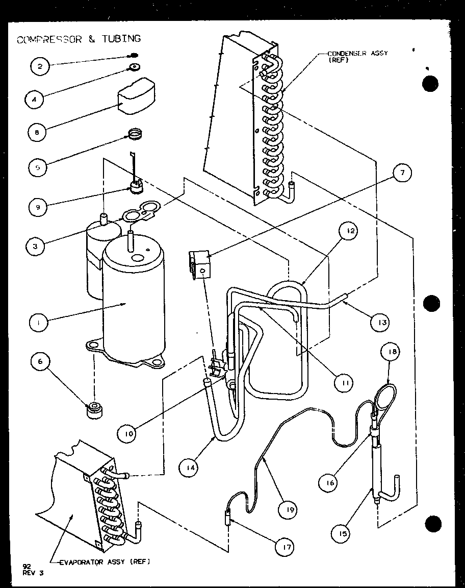 Amana PTH09300FR/P1103401R compressor & tubing (pth15300er/p9812622r) (pth15400er/p9872122r) diagram
