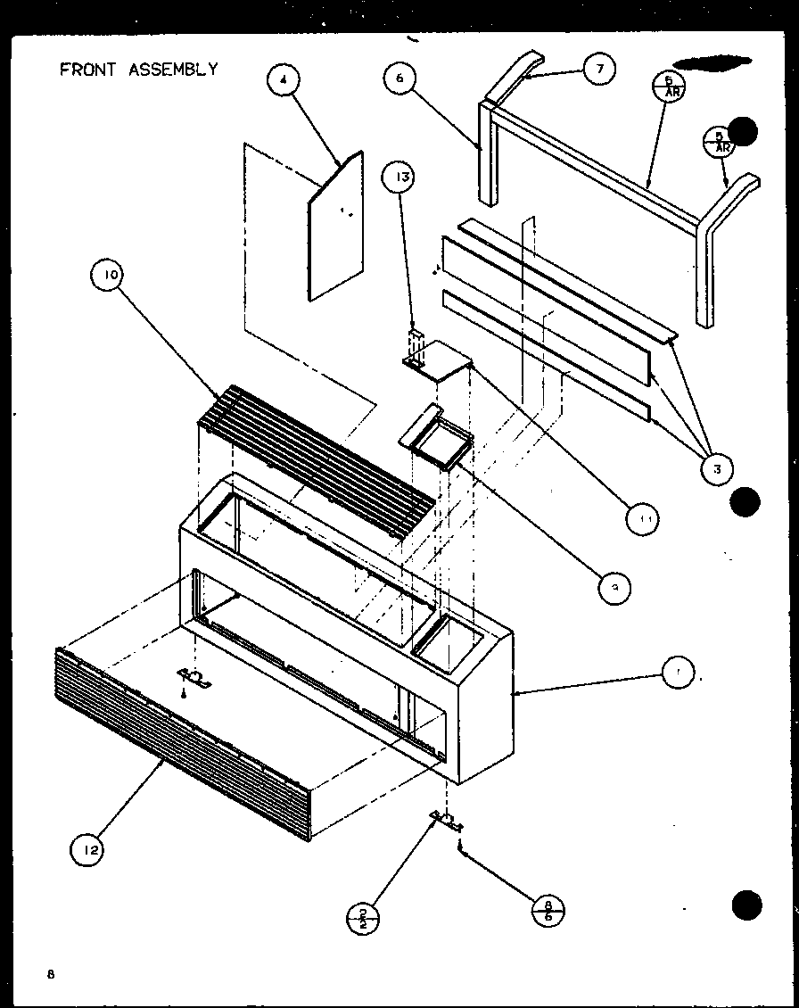 Amana PTC12400ER/P9872229R front assembly (ptc07300er/p9882501r) (ptc07400er/p9872201r) diagram
