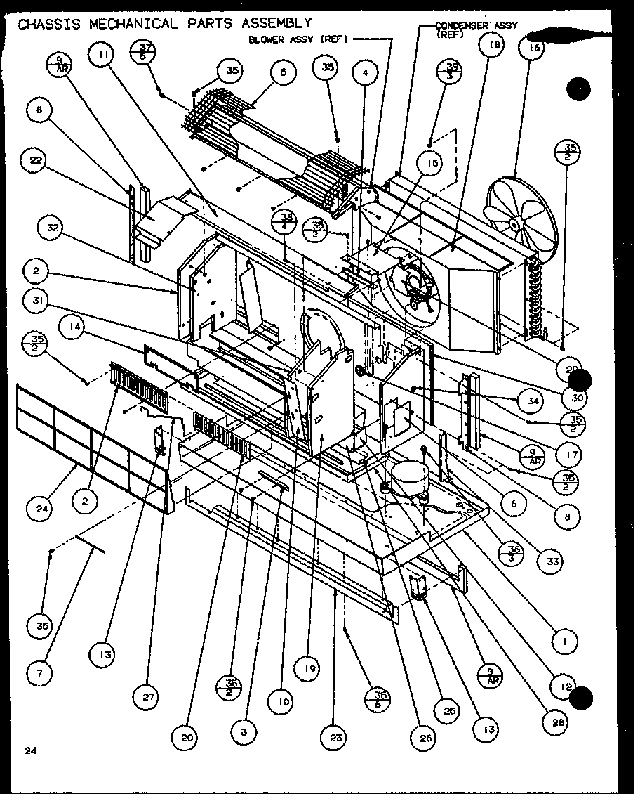 Amana PTC12400ER/P9872229R chassis mechanical parts assembly (ptc09300er/p9812508r) (ptc09400er/p9872208r) diagram