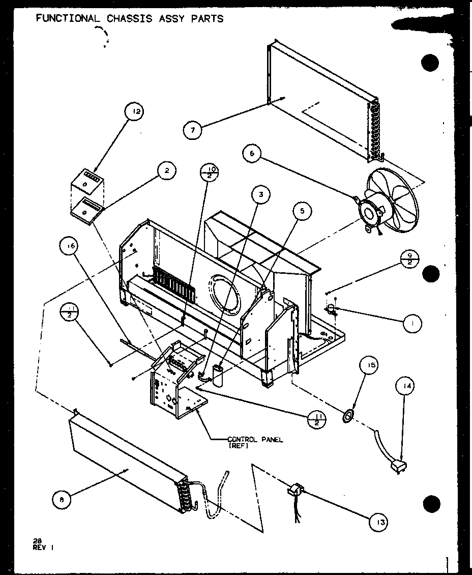 Amana PTC12400ER/P9872229R functional chassis assy parts (ptc09300er/p9812508r) (ptc09400er/p9872208r) diagram