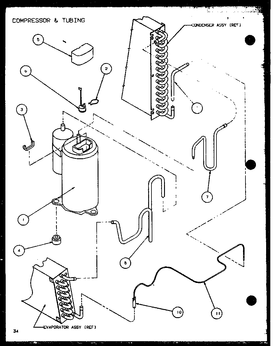 Amana PTC12400ER/P9872229R compressor & tubing (ptc09300er/p9812508r) (ptc09400er/p9872208r) diagram