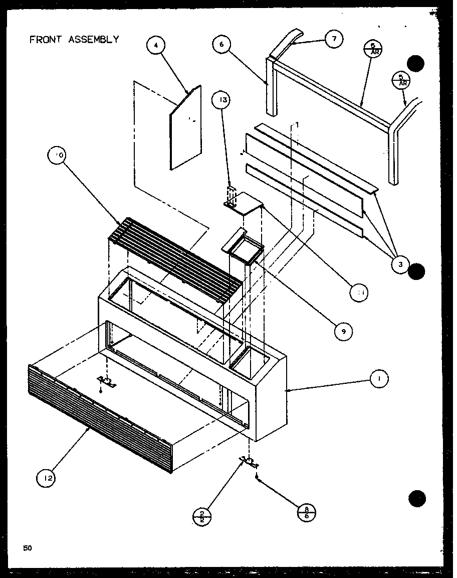 Amana PTC12400ER/P9872229R front assembly (ptc12300er/p9812529r) (ptc12400er/p9872229r) diagram