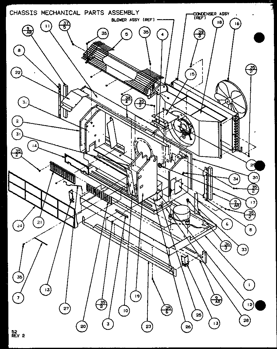 Amana PTC12400ER/P9872229R chassis mechanical parts assembly (ptc12300er/p9812529r) (ptc12400er/p9872229r) diagram