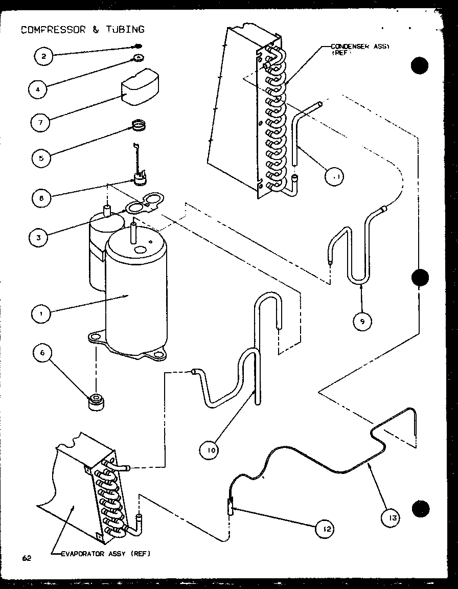 Amana PTC12400ER/P9872229R compressor & tubing (ptc12300er/p9812529r) (ptc12400er/p9872229r) diagram
