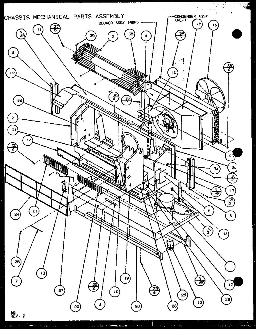 Amana PTC12400ER/P9872229R chassis mechanical parts assembly (ptc15300er/p9812522r) (ptc15400er/p9872222r) diagram
