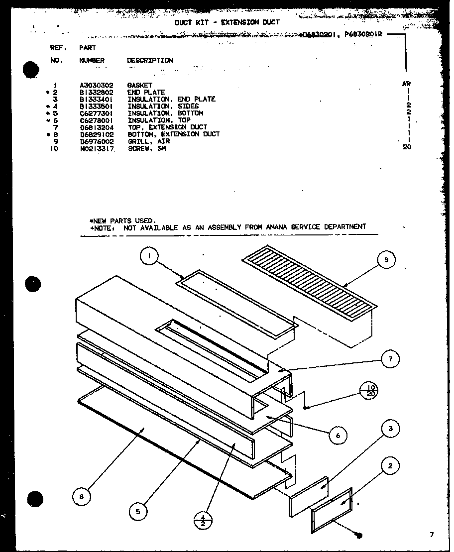 Amana CBK415B1/P6476305R duct kit - extension duct (d6830201/p6830201r) diagram