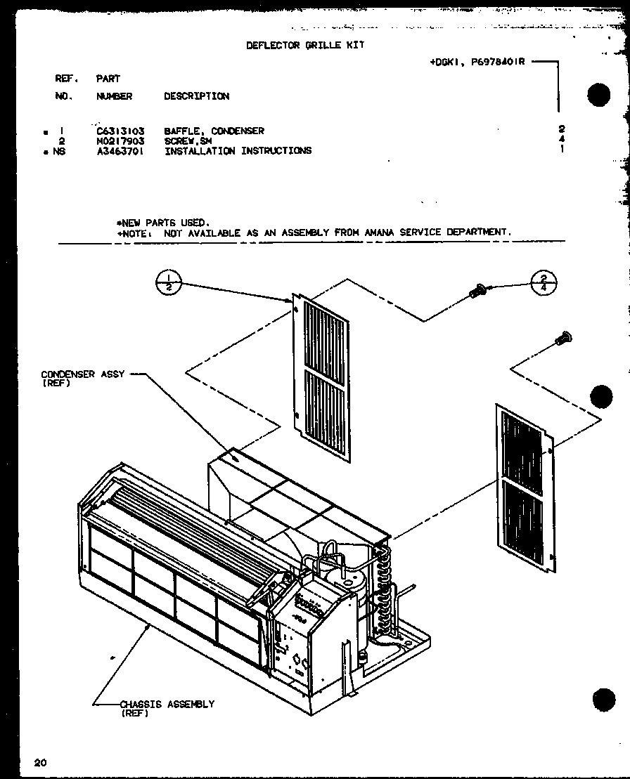 Amana CS430A1/P6332305R deflector grille kit diagram