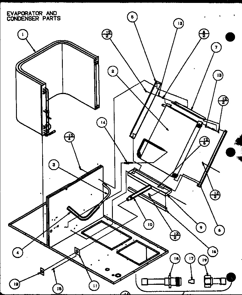 Amana SPHO48003A/P9999208C evaporator and condenser parts (spho42001a/p9999205c) (spho42003a/p9999206c) (spho48001a/p9999207c) (spho48003a/p9999208c) (spho60001a/p9999209c) (spho60003a/p9999210c) diagram