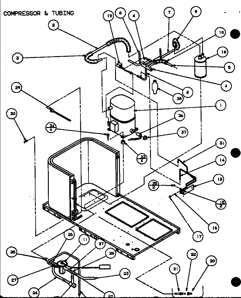 Amana SPHO48003A/P9999208C compressor & tubing (spho42001a/p9999205c) (spho42003a/p9999206c) (spho48001a/p9999207c) (spho48003a/p9999208c) (spho60001a/p9999209c) (spho60003a/p9999210c) diagram