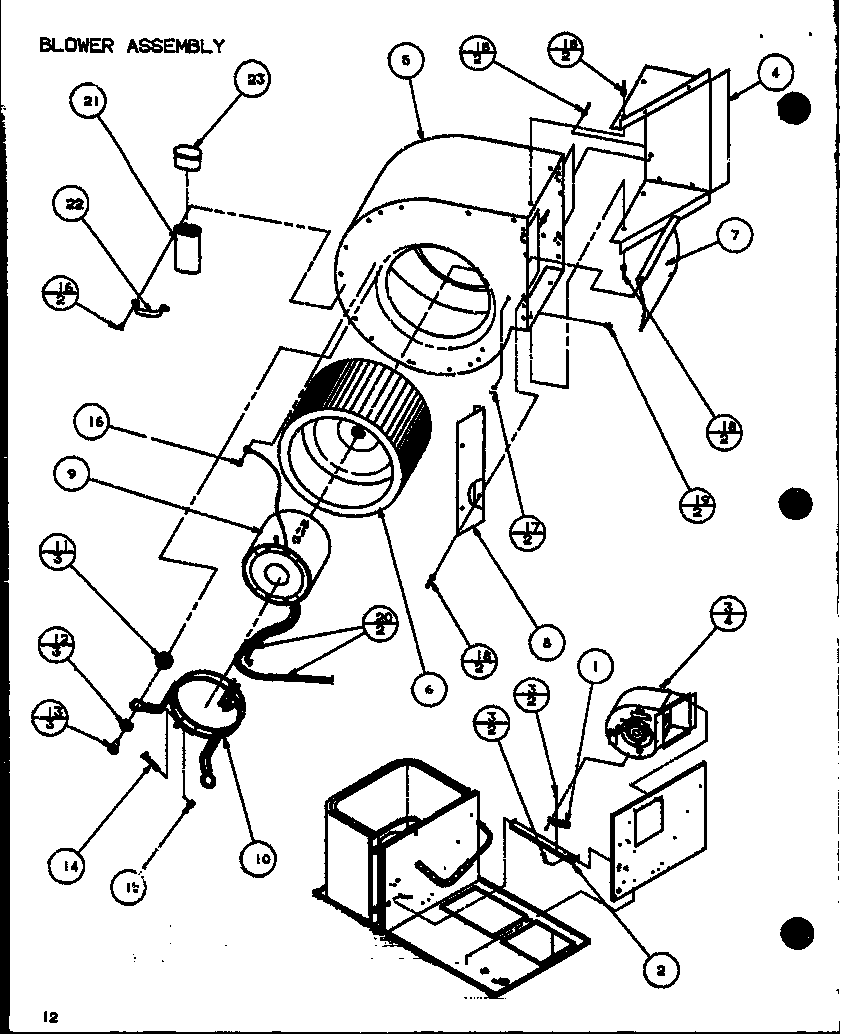 Amana SPHO48003A/P9999208C blower assembly (spho42001a/p9999205c) (spho42003a/p9999206c) (spho48001a/p9999207c) (spho48003a/p9999208c) (spho60001a/p9999209c) (spho60003a/p9999210c) diagram