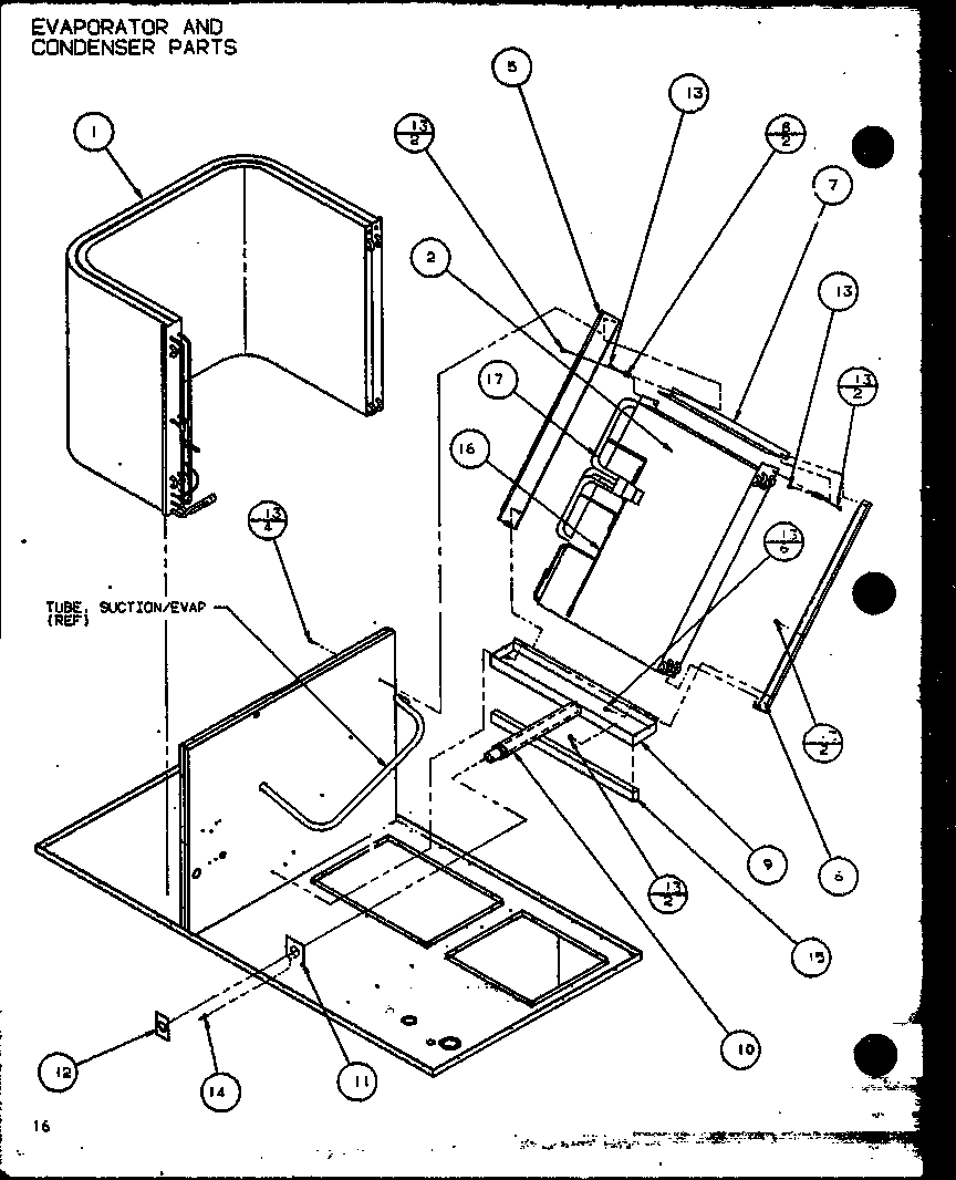 Amana SPCG600901A/P9999413C evaporator and condenser parts (spcg420901a/p9999401c) (spcg420903a/p9999402c) (spcg421151a/p9999403c) (spcg421153a/p9999404c) diagram