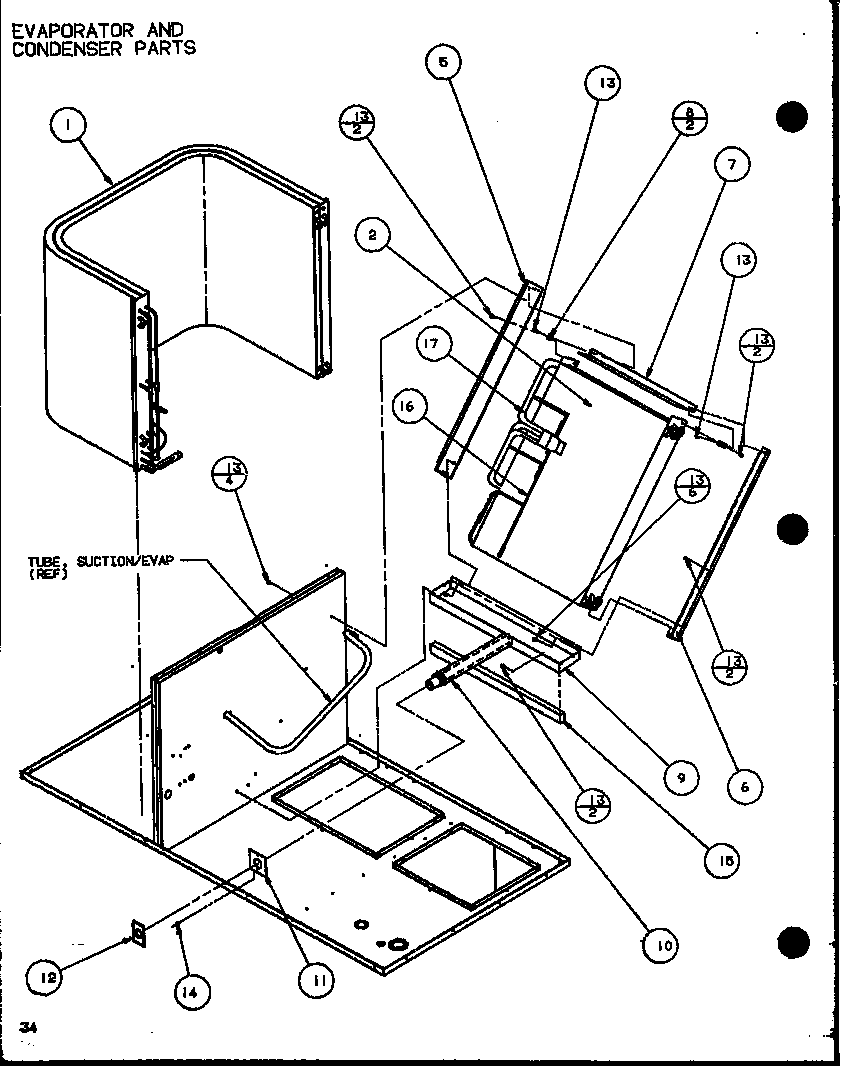 Amana SPCG600901A/P9999413C evaporator and condenser parts (spcg480901a/p9999407c) (spcg480903a/p9999408c) (spcg481151a/p9999409c) (spcg481153a/p9999410c) (spcg481351a/p9999411c) (spcg481353a/p9999412c) diagram