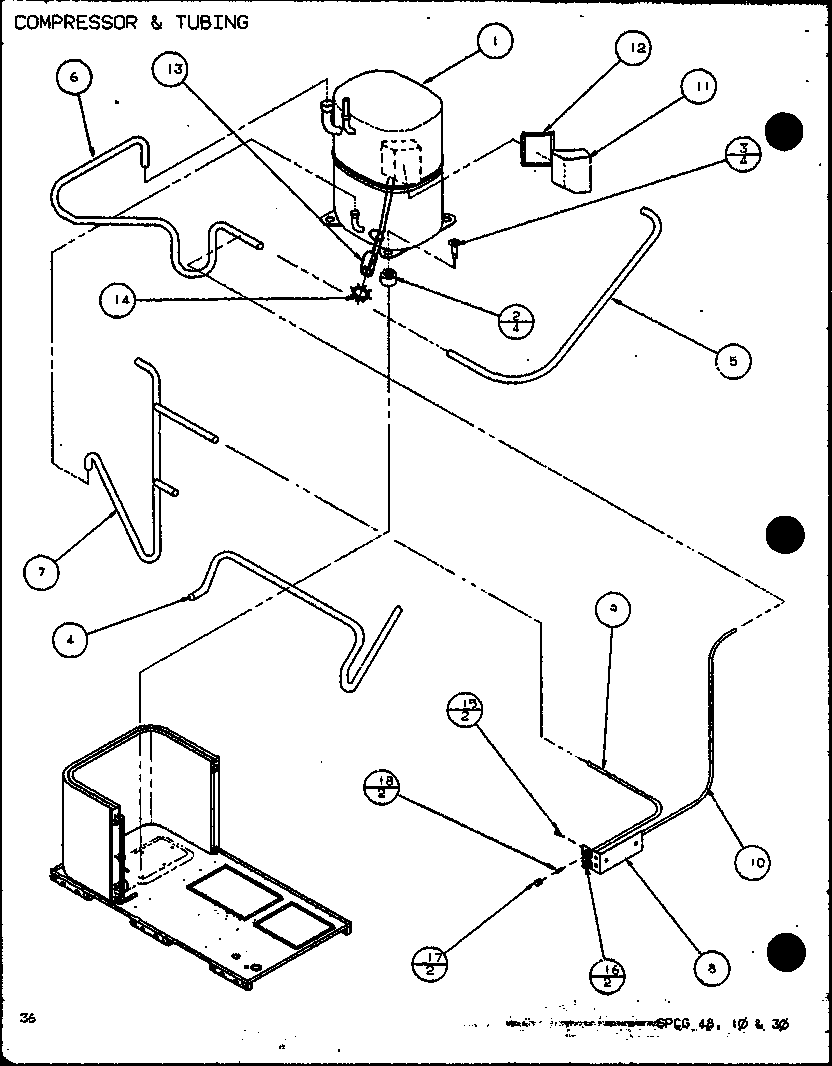 Amana SPCG600901A/P9999413C compressor & tubing (spcg480901a/p9999407c) (spcg480903a/p9999408c) (spcg481151a/p9999409c) (spcg481153a/p9999410c) (spcg481351a/p9999411c) (spcg481353a/p9999412c) diagram