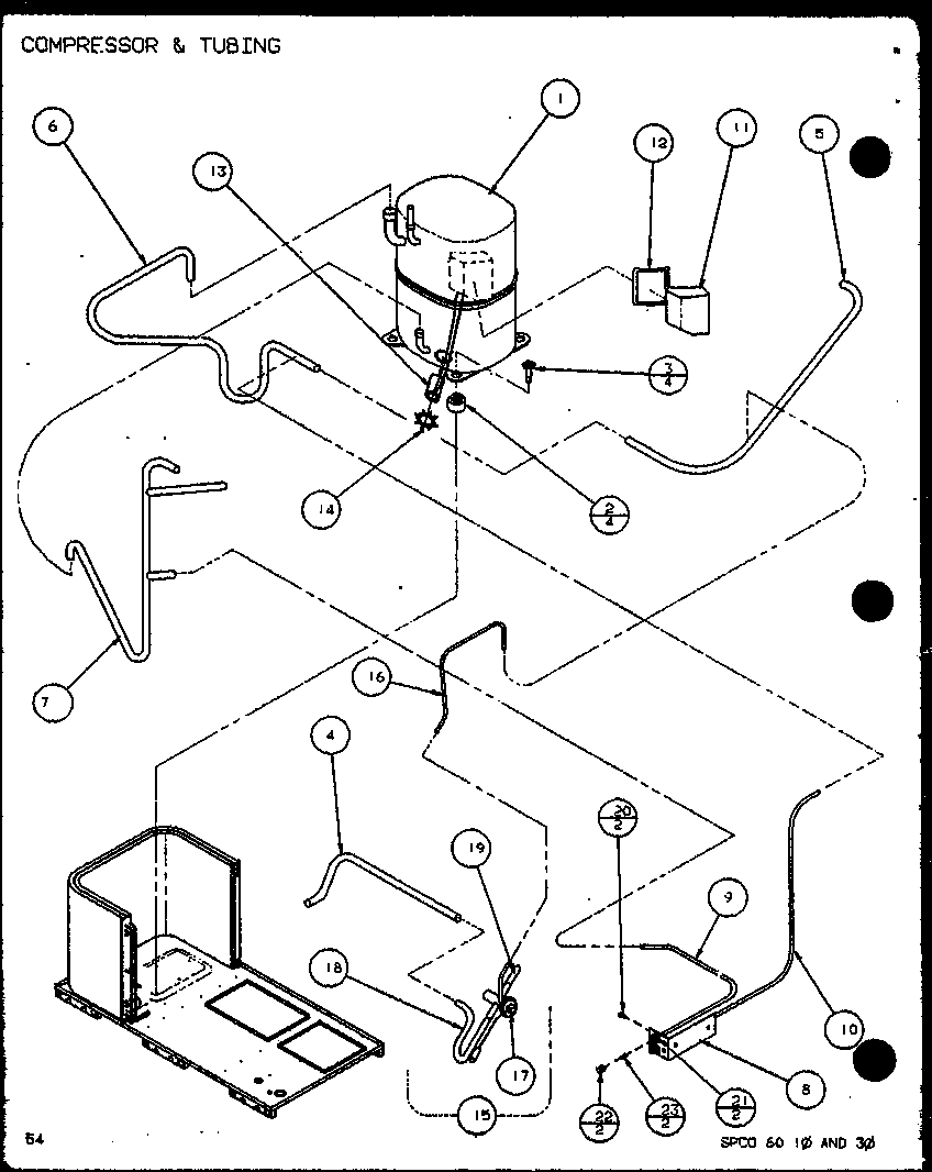 Amana SPCG600901A/P9999413C compressor & tubing (spcg600901a/p9999413c) (spcg600903a/p9999414c) (spcg601151a/p9999415c) (spcg601153a/p9999416c) (spcg601351a/p9999417c) (spcg601353a/p9999418c) diagram
