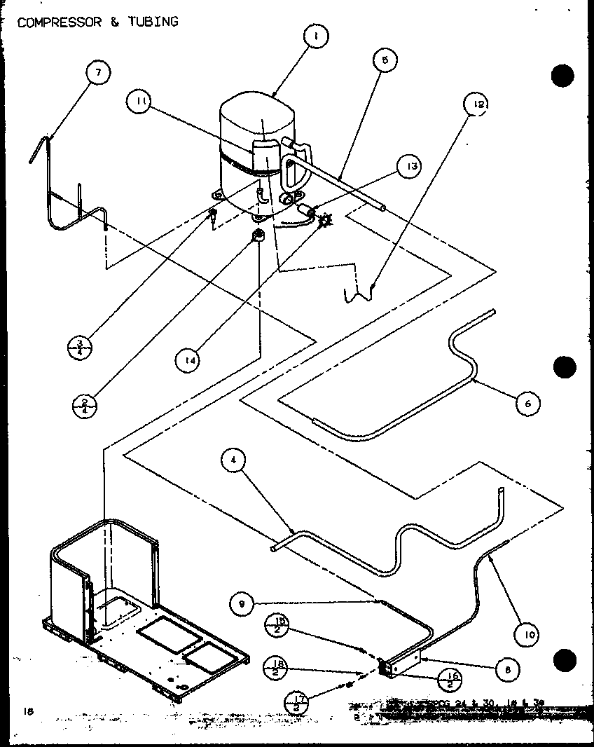 Amana PECE3A/P9850501C compressor & tubing (spcg240451a/p1105901c) (spcg240701a/p1105902c) (spcg240901a/p1105903c) (spcg300451a/p1105904c) (spcg300701a/p1105905c) (spcg300901a/p1105906c) diagram
