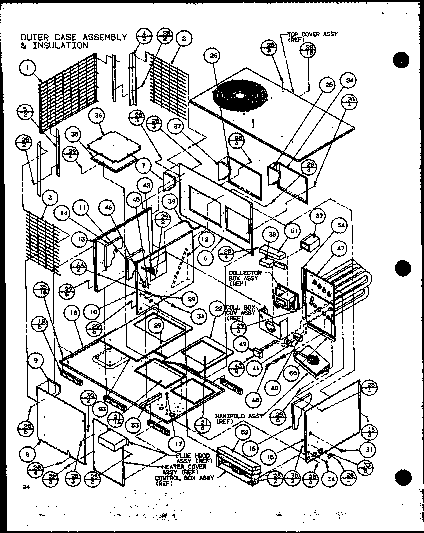 Amana PECE3A/P9850501C outer case assembly & insulation (spcg360451a/p1105907c) (spcg360453a/p1105908c) (spcg360701a/p1105909c) (spcg360703a/p1105910c) (spcg360901a/p1105911c) (spcg360903a/p1105912c) diagram
