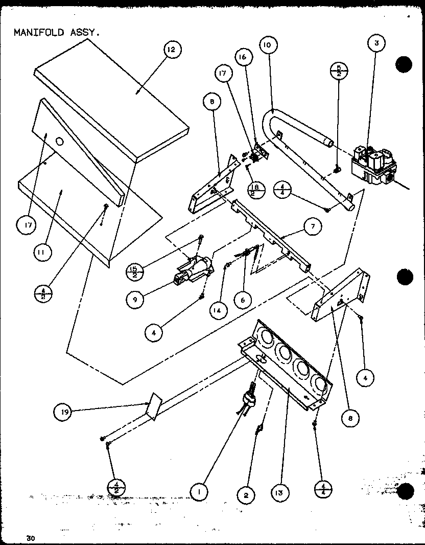 Amana PECE3A/P9850501C manifold assy. (spcg360451a/p1105907c) (spcg360453a/p1105908c) (spcg360701a/p1105909c) (spcg360703a/p1105910c) (spcg360901a/p1105911c) (spcg360903a/p1105912c) diagram