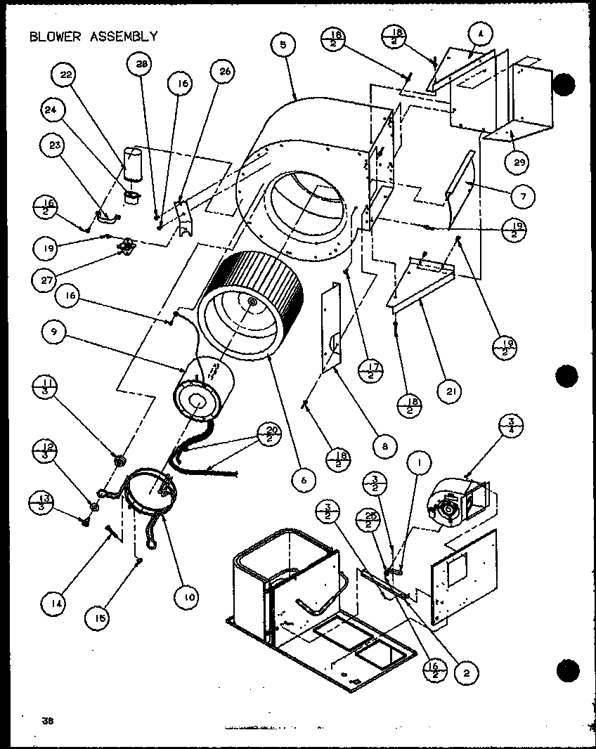 Amana PECE3A/P9850501C blower assembly (spcg360451a/p1105907c) (spcg360453a/p1105908c) (spcg360701a/p1105909c) (spcg360703a/p1105910c) (spcg360901a/p1105911c) (spcg360903a/p1105912c) diagram