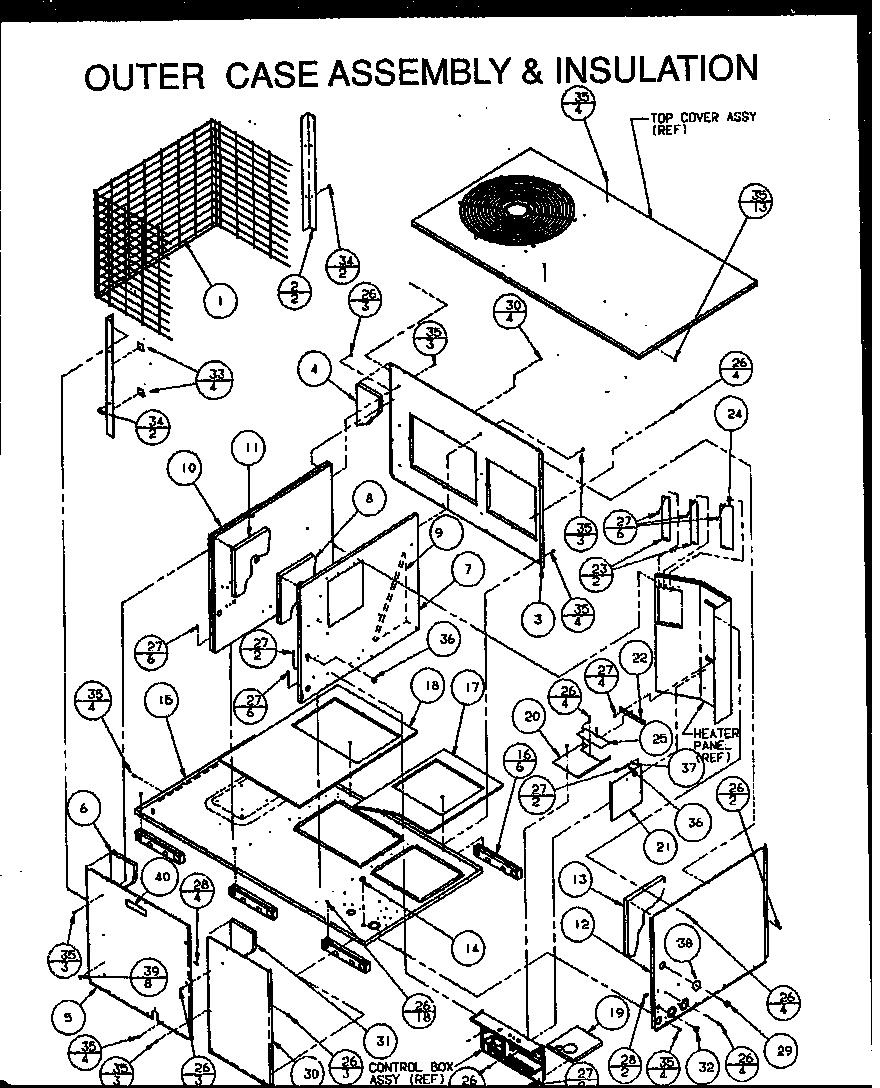Amana PCB24B0002A/P1152204C outer case assembly & insulation (pcb24a0002a/p1152201c) (pcb24b0002a/p1152204c) (pcb30a0002a/p1152202c) (pcb30b0002a/p1152205c) (pcb36b0002a/p1152206c) (pcb36a0002a/p1152203c) diagram
