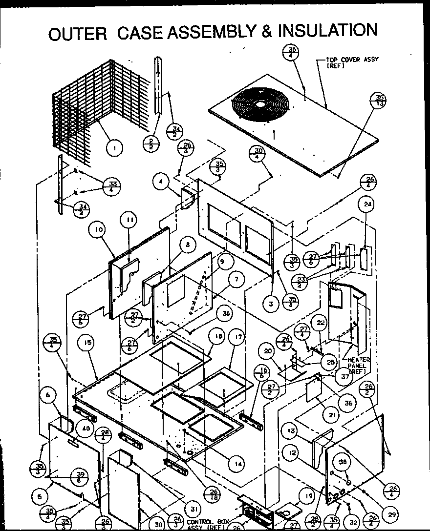 Amana PCB24B0002A/P1152204C outer case assembly & insulation (pcb42a0002a/p1152301c) (pcb42b0002a/p1152302c) (pcb48b0002a/p1152303c) (pcb60b0002a/p1152305c) diagram