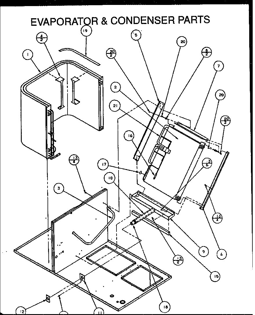 Amana PCB24B0002A/P1152204C evaporator & condenser parts diagram