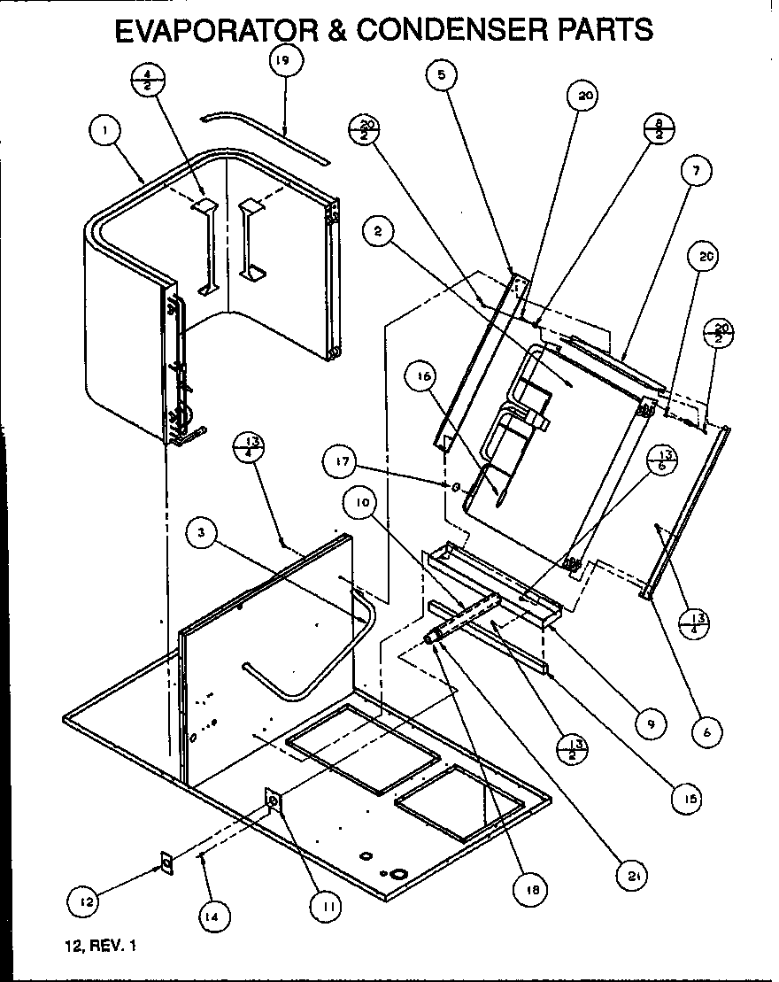 Amana PCA30B0002A/P1153602C evaporator & condenser parts diagram