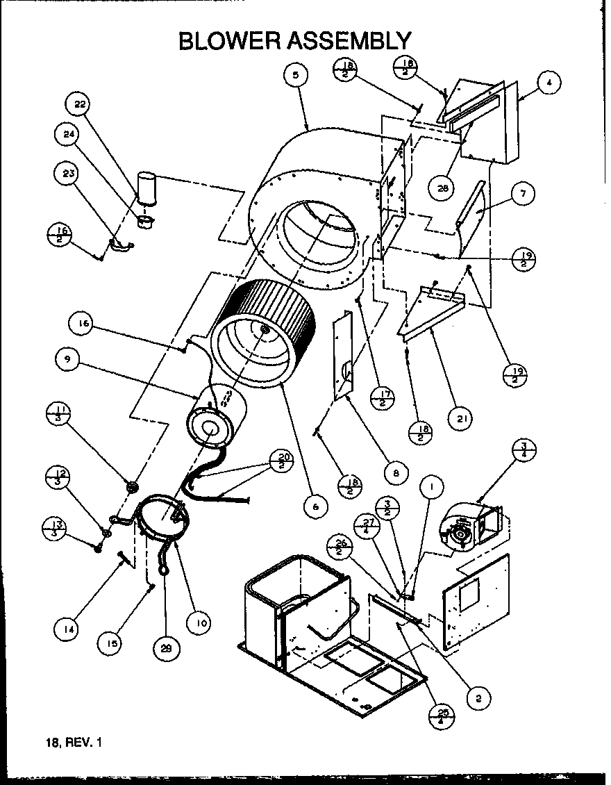 Amana PCA30B0002A/P1153602C blower assembly diagram
