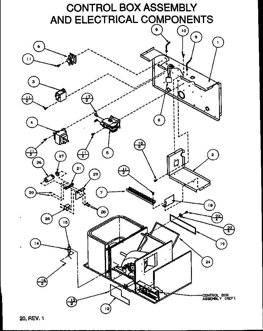 Amana PCA30B0002A/P1153602C control box assembly and electrical components diagram