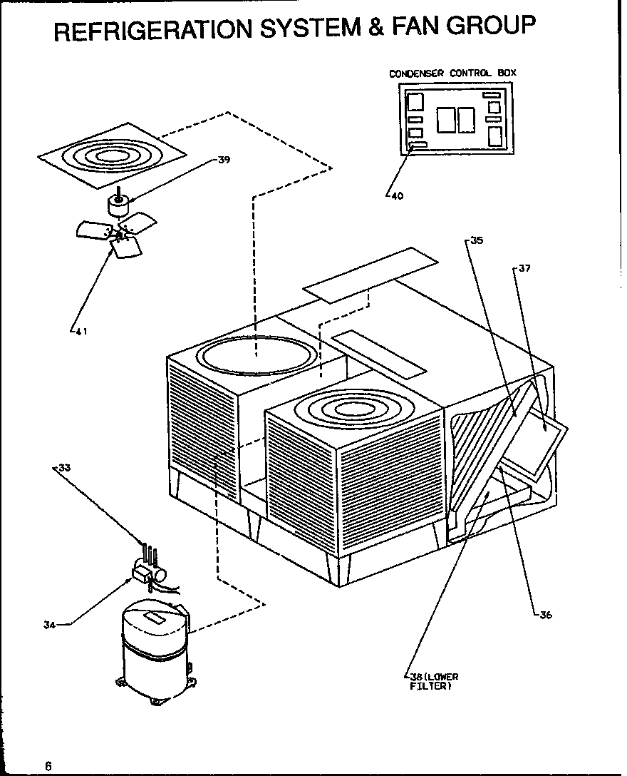 Amana LHA075A003A/P1160501C refrigeration system & fan group diagram