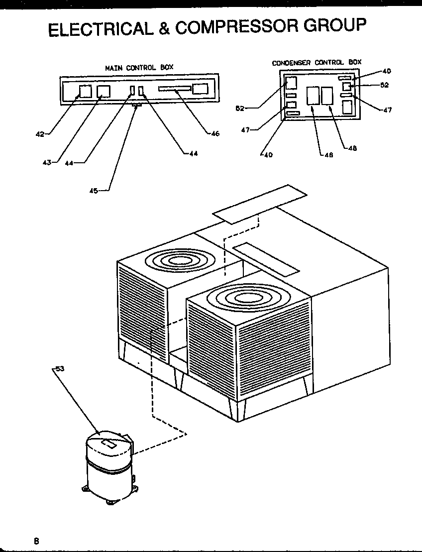 Amana LHA075A003A/P1160501C electrical & compressor group diagram