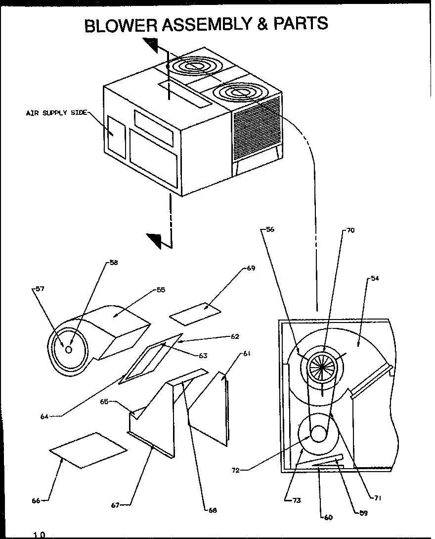 Amana LHA075A003A/P1160501C blower assembly & parts diagram