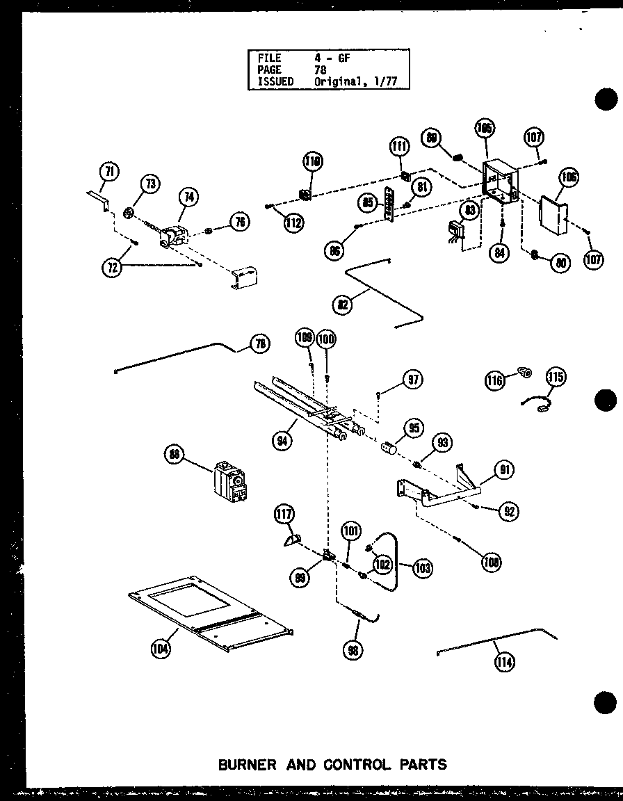 Amana GH105DE/P96421-6F burner and control parts diagram