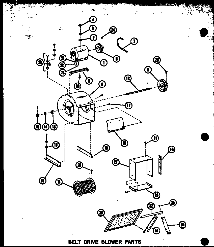 Amana GL200F-R5/P96381-11F belt drive blower parts diagram