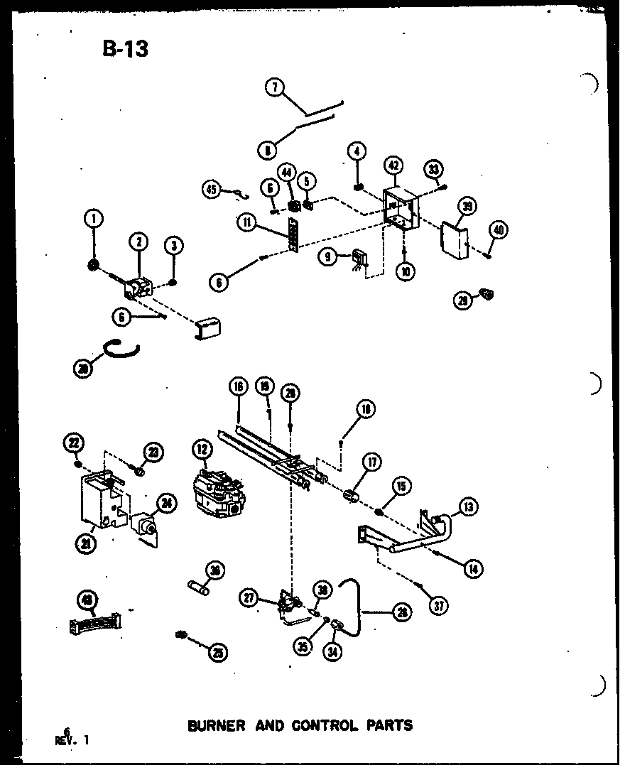 Amana GLE200M-R5/P96598-5F burner and control parts diagram