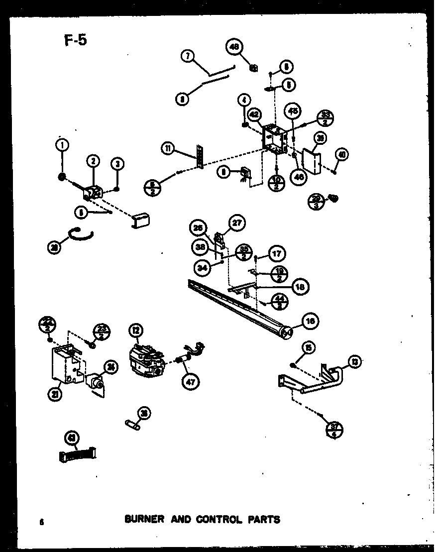 Amana GLE200N-R5/P68835-5F burner and control parts diagram