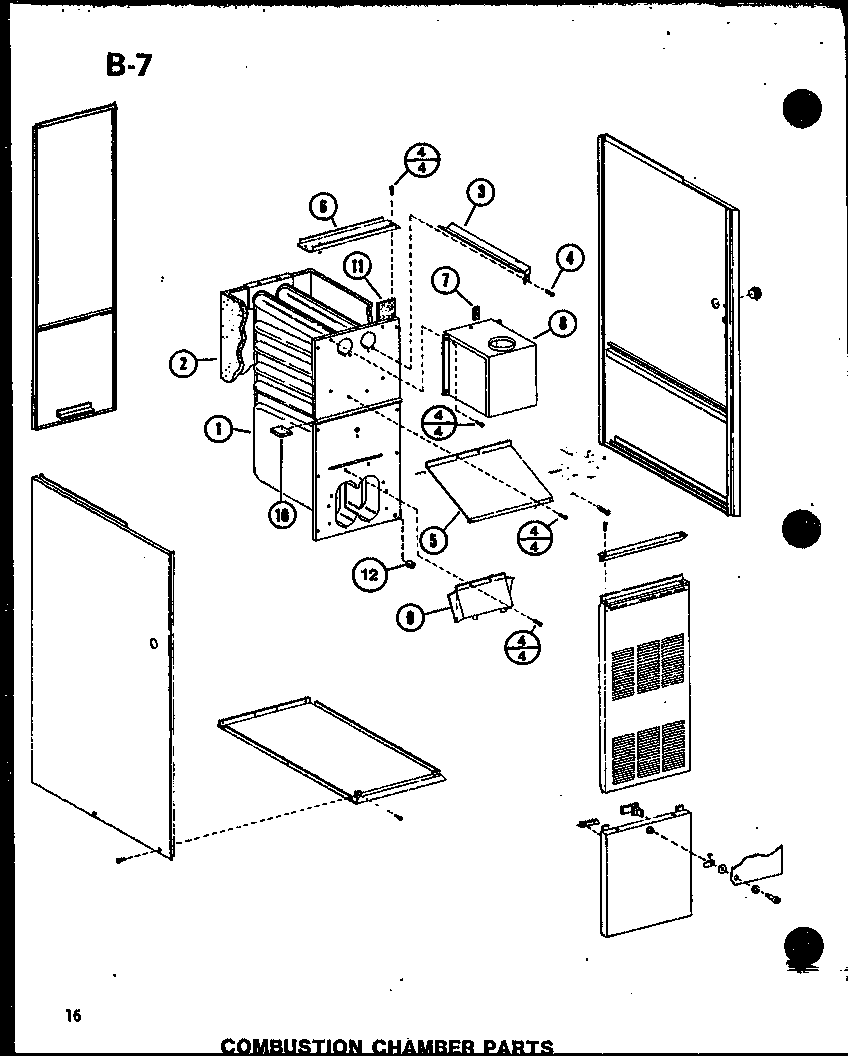 Amana GHE56DN-3/P68830-14F combustion chamber parts (ghe80dn-4/p68830-5f) (ghe84dn-4/p68830-15f) (ghe105dn/p68830-6f) (ghe105dn-3/p68830-7f) (ghe105dn-5/p68830-8f) diagram