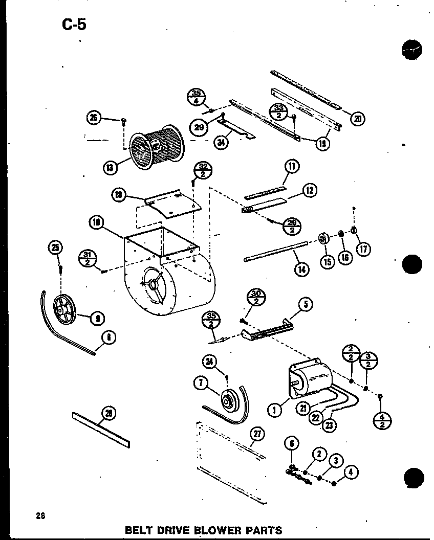 Amana GHE56DN-3/P68830-14F belt drive blower parts (ghe160n-r5/p68830-12f) (ghe200n-r5/p68830-13f) diagram