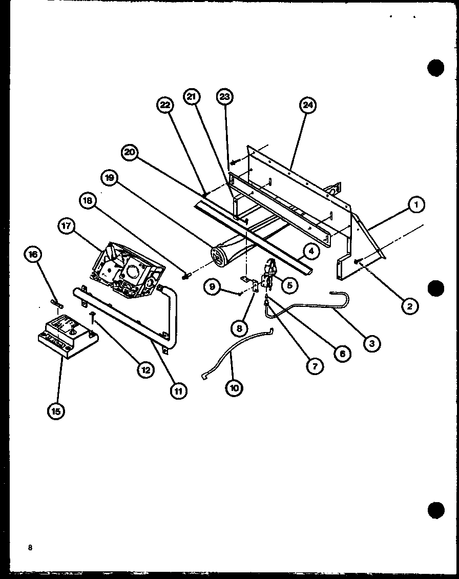 Amana GHE6035C/P6959019F gas burners and manifold diagram