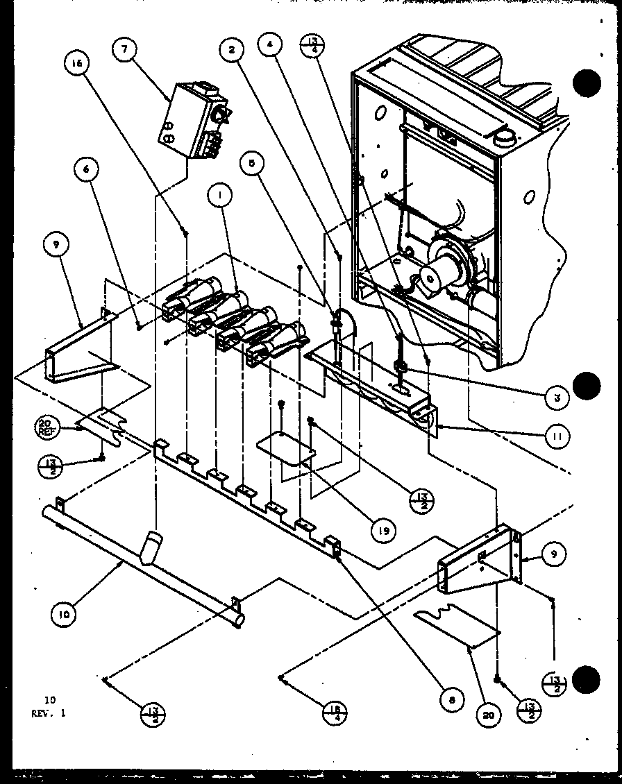 Amana GHN70A30/P9961502F gas burners and manifold diagram