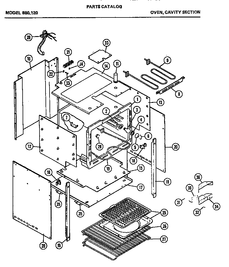 Amana 880.120 oven cavity diagram