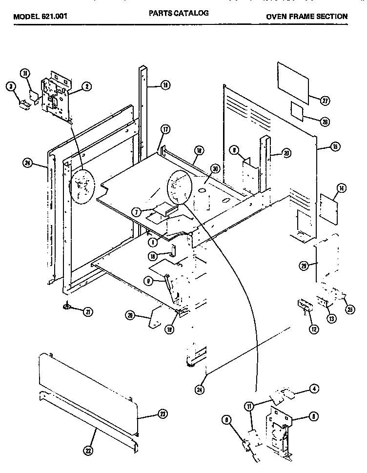 Amana 621.001 oven frame section (621.001) diagram