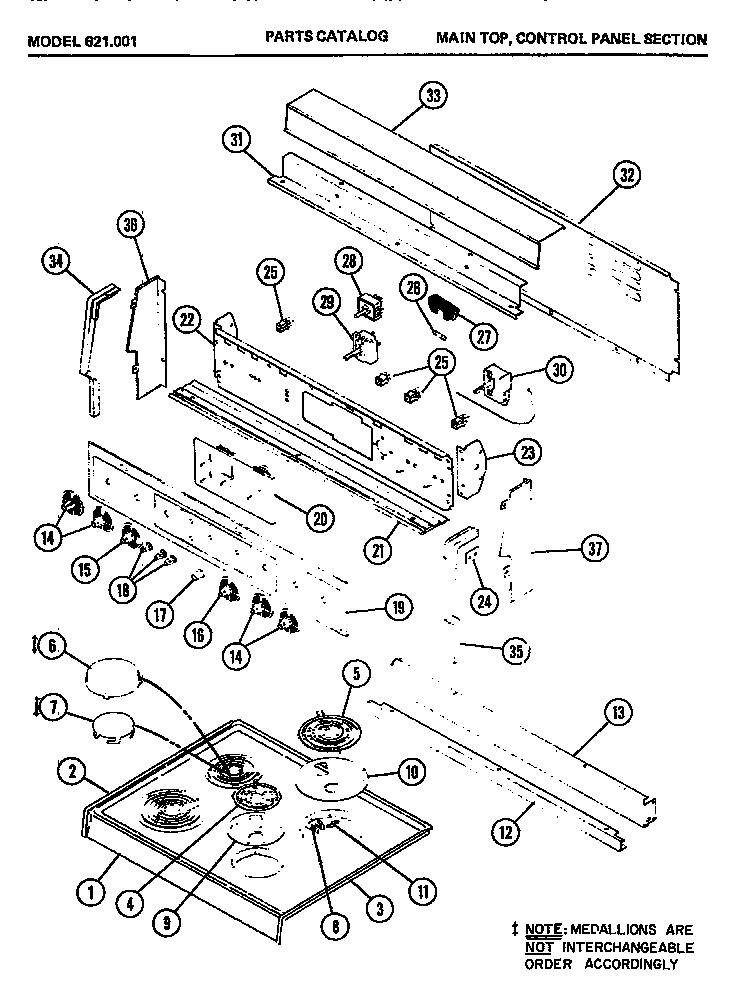 Amana 621.001 main top (621.001) diagram