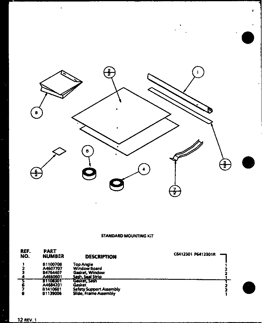 Amana B12C3V/P1152002R standard mounting kit (c6412301/p6412301r) diagram