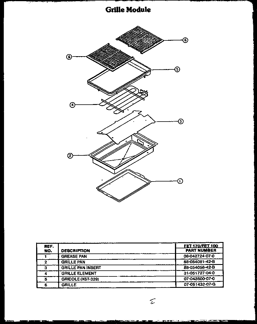 Modern Maid FET170 grille module diagram