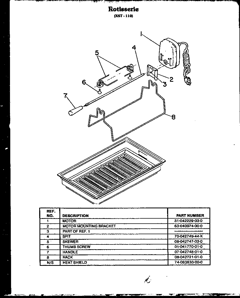 Modern Maid FET170 rotisserie (xst-110) diagram