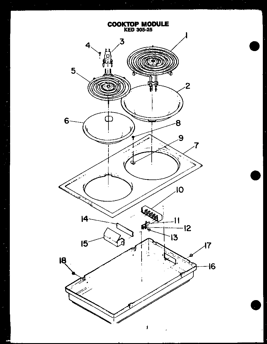 Caloric EDS648 cooktop module ked 305-25 diagram