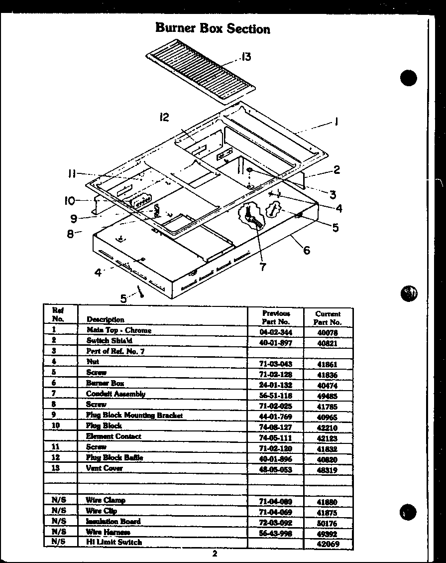 Caloric EDR648 burner section diagram