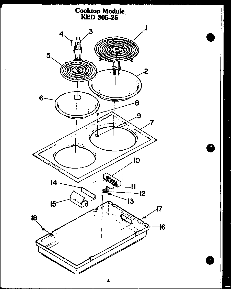 Caloric EDR648 cook top module ked 305-25 diagram