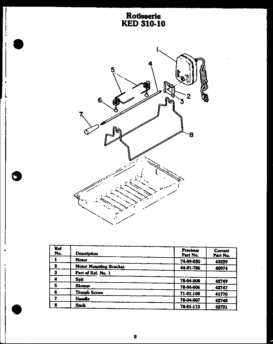 Caloric EDR648 rotisserie ked 310-10 diagram