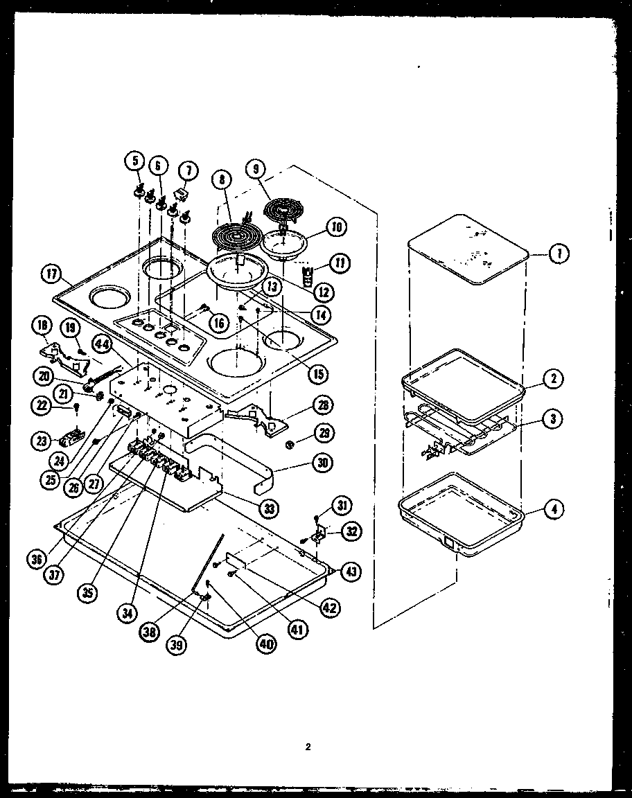 Caloric ETR645 cooktop diagram